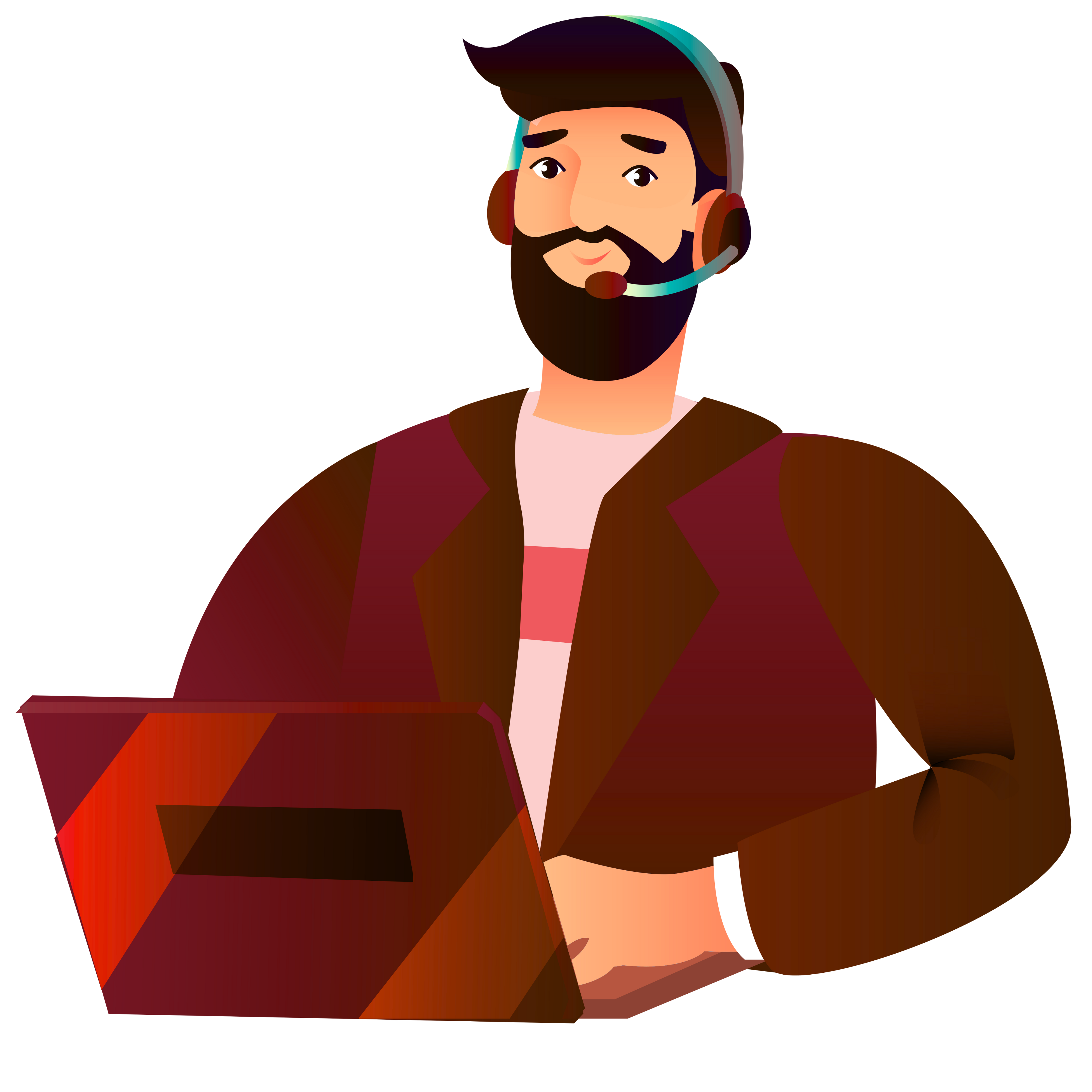 Customer support representative with headset